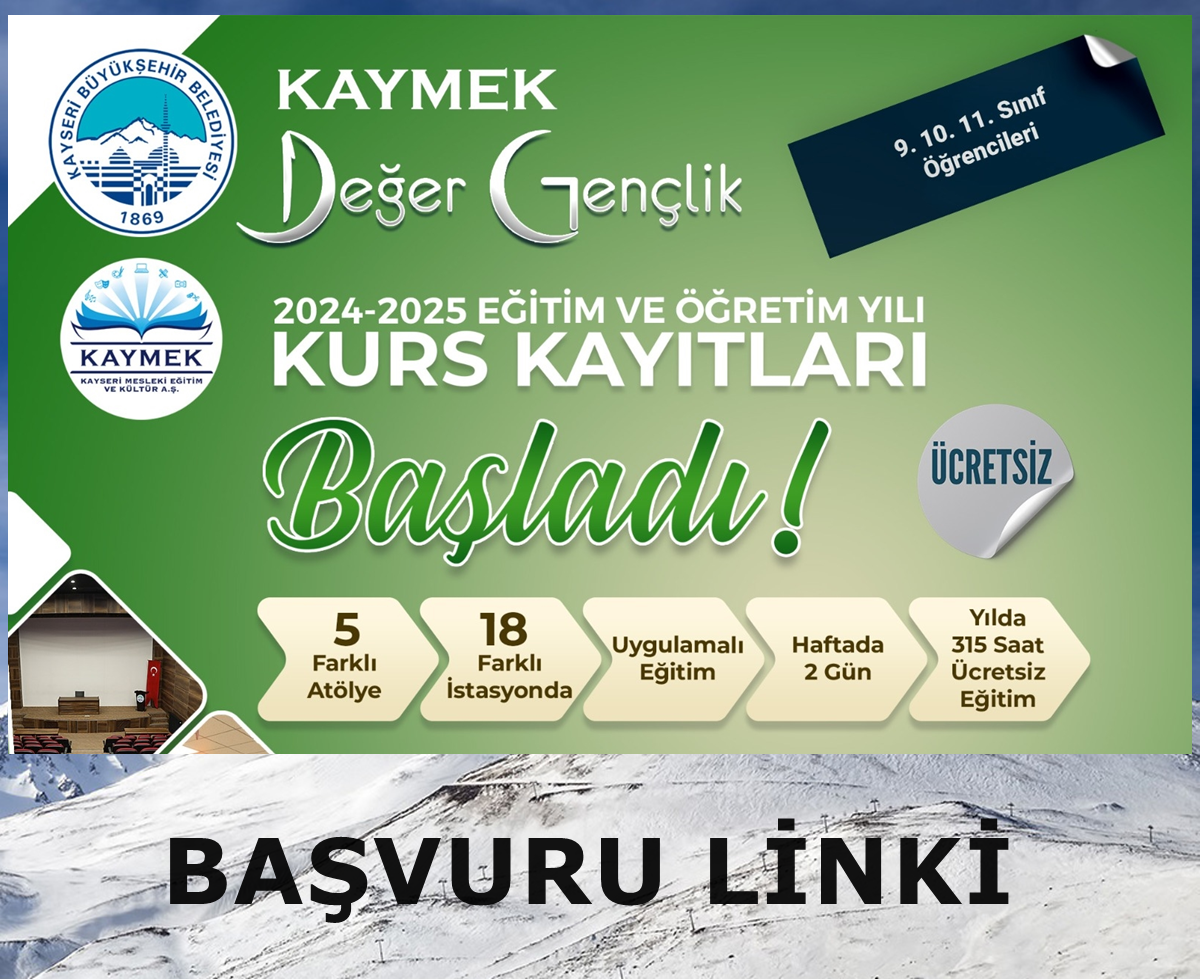 Kayseri’de 9. 10. ve 11.sınaflara Ücretsiz Eğitim