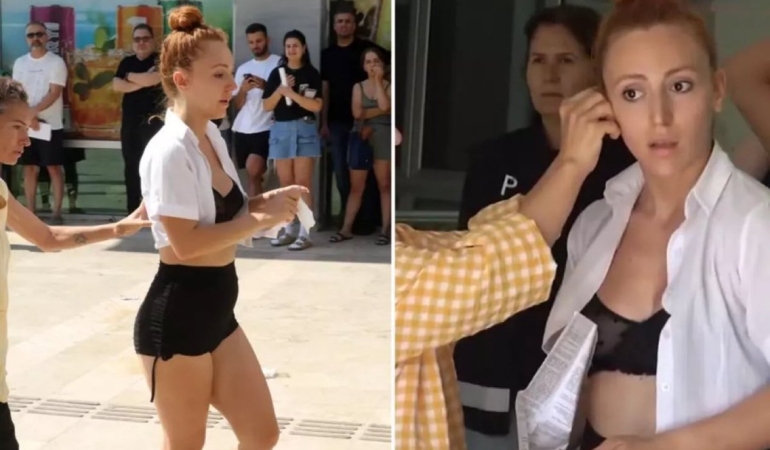 yks sütyenle gelen kız