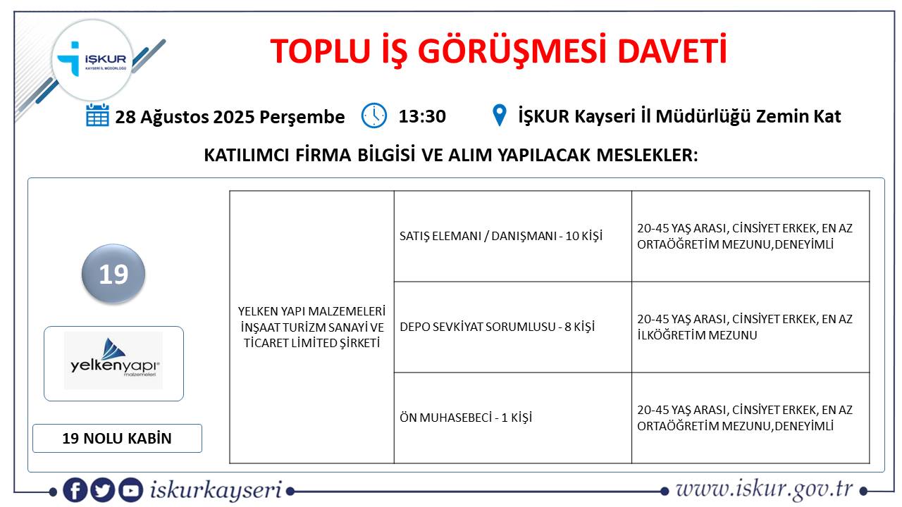 Kayseri-toplu-is-gorusmesi-ne-zaman19 Kayseri’de Toplu İş Görüşmesinde 540 eleman alınacak