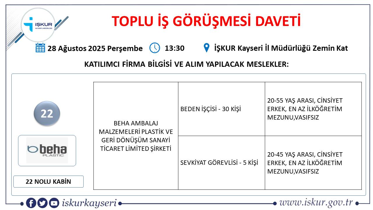 Kayseri-toplu-is-gorusmesi-ne-zaman22 Kayseri’de Toplu İş Görüşmesinde 540 eleman alınacak