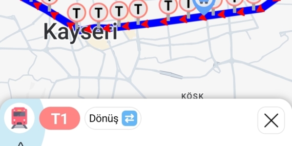 Tramvay ve otobüsleri haritadan takip etme özelliği