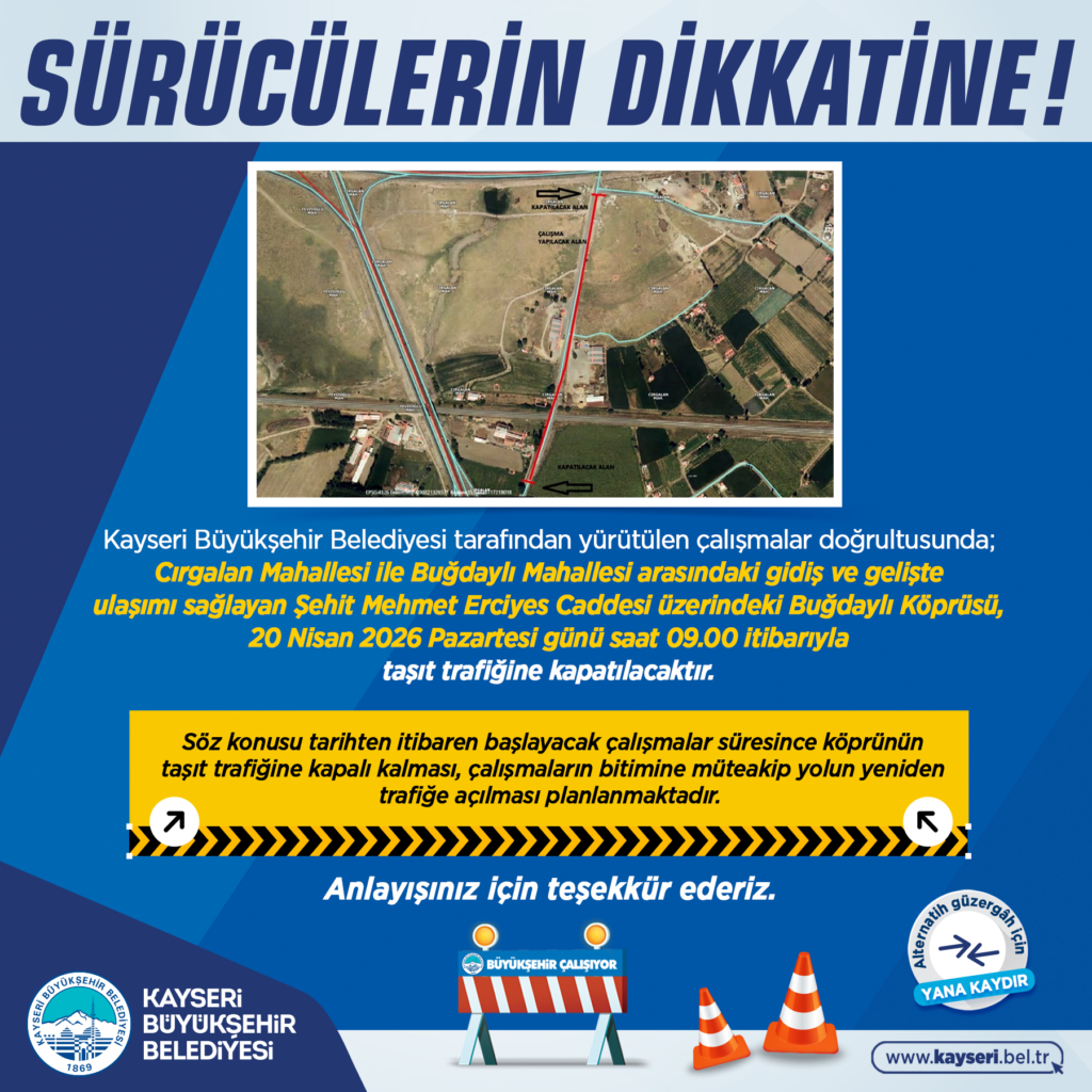 kayseri-o-cadde-kapatildi-1024x1024 Kayseri'de o köprü araç trafiğine kapatıldı