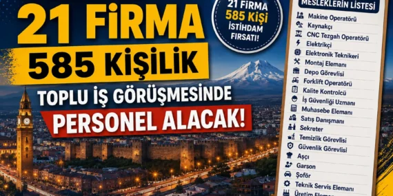 Kayseri’de 21 Firma 585 Personel Alacak: Alım Yapılacak mesleklerin listesi