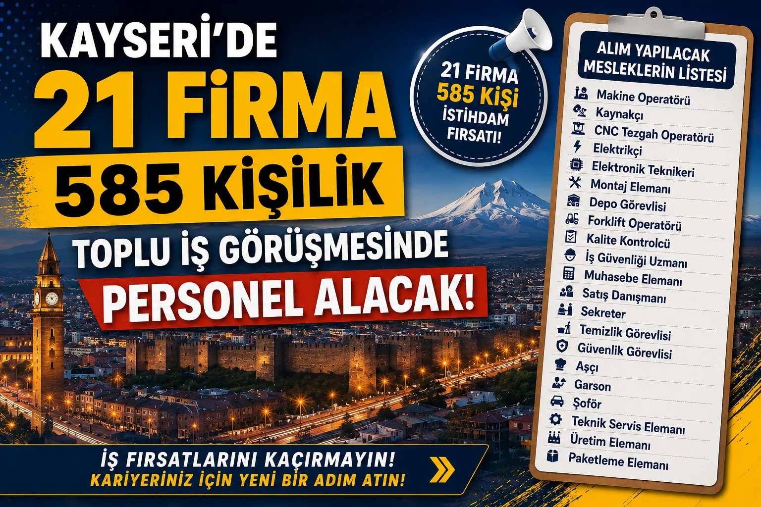Kayseri'de 21 Firma 585 Personel Alacak