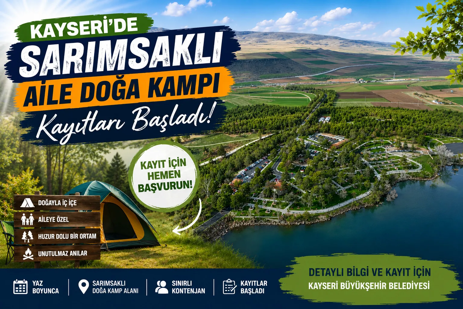 Kayseri'de Sarımsaklı Aile Doğa Kampı Kayıtları Başladı