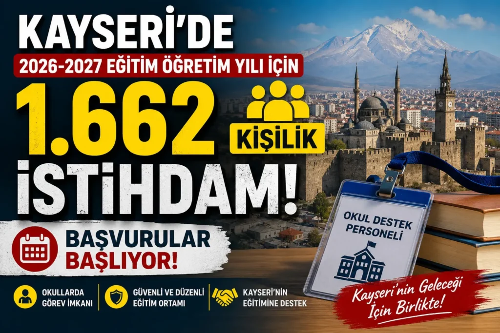 Kayseri’de 2026-2027 Eğitim Öğretim Yılı İçin 1.662 Kişilik İstihdam Başvurular Başlıyor