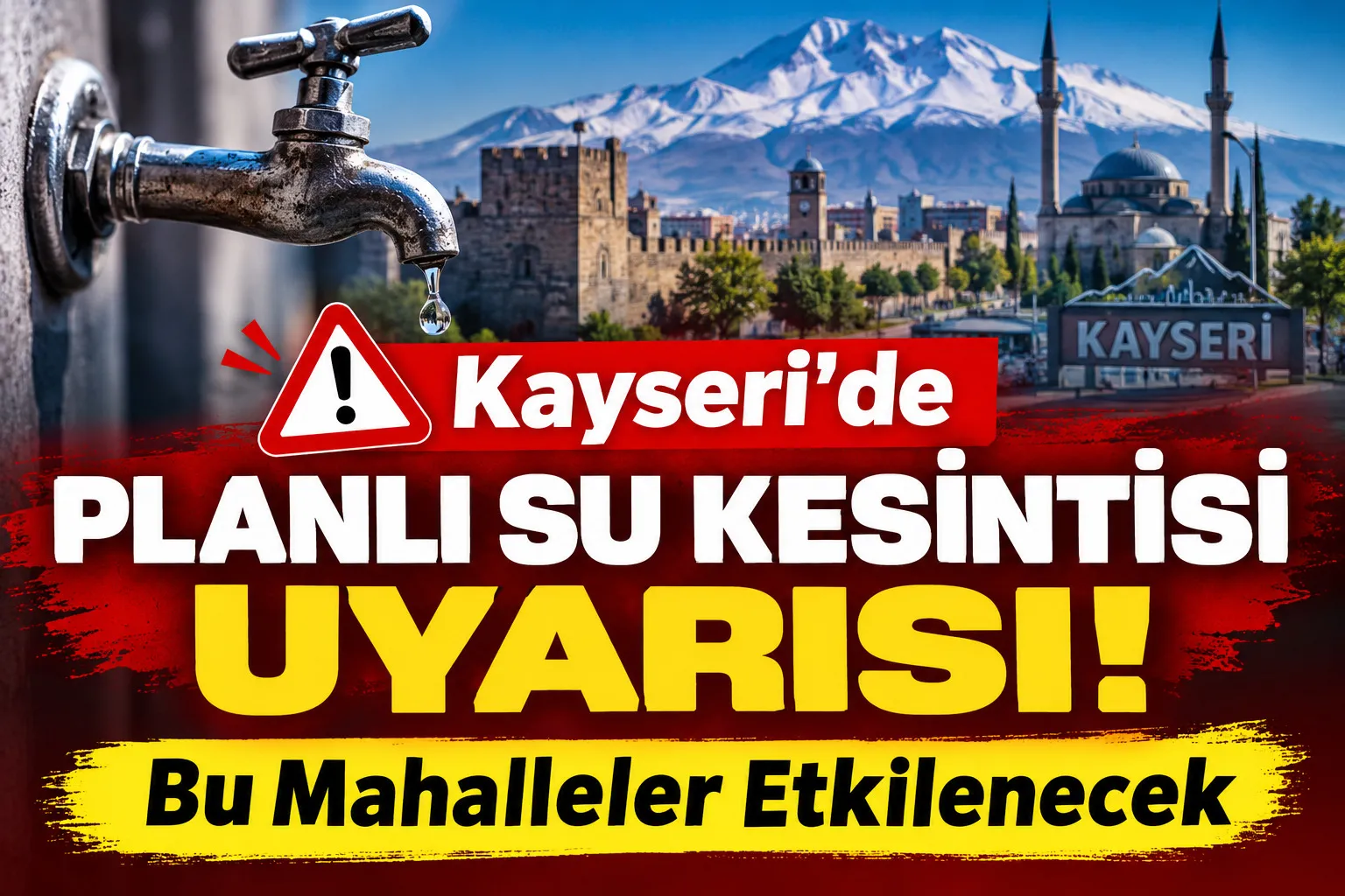 Kayseri'de Planlı Su Kesintisi