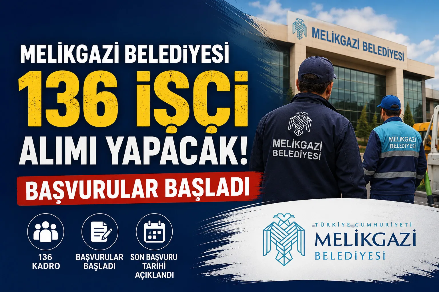 Melikgazi Belediyesi 136 İşçi Alımı Yapacak Başvurular Başladı