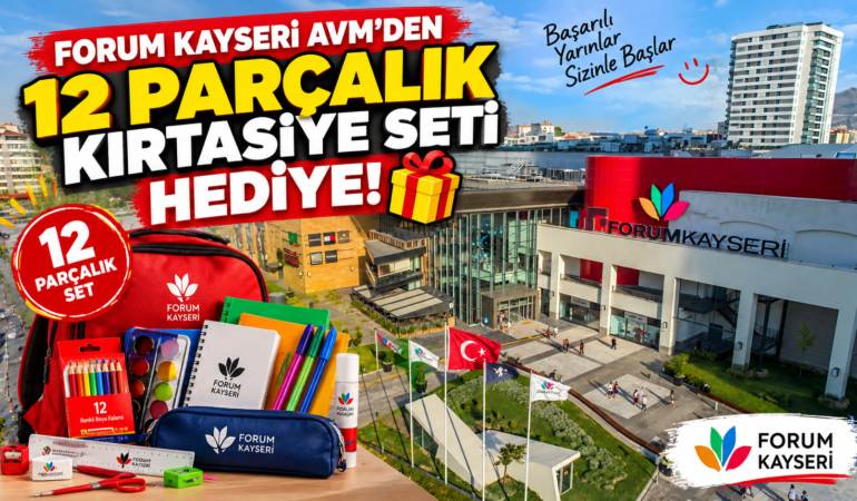 Forum Kayseri Avm'den 12 parçalık kırtasiye seti hediye
