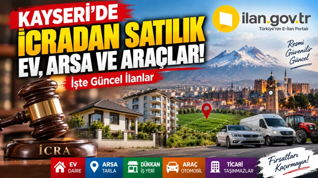 Kayseri'de İcradan Satılık Ev, Arsa ve Araçlar