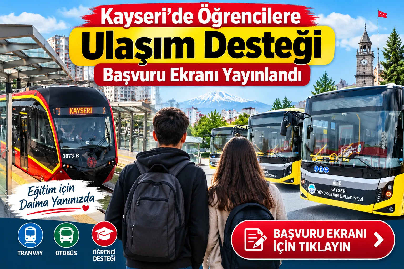 Kayseri’de Öğrencilere Ulaşım Desteği Başvuru Ekranı